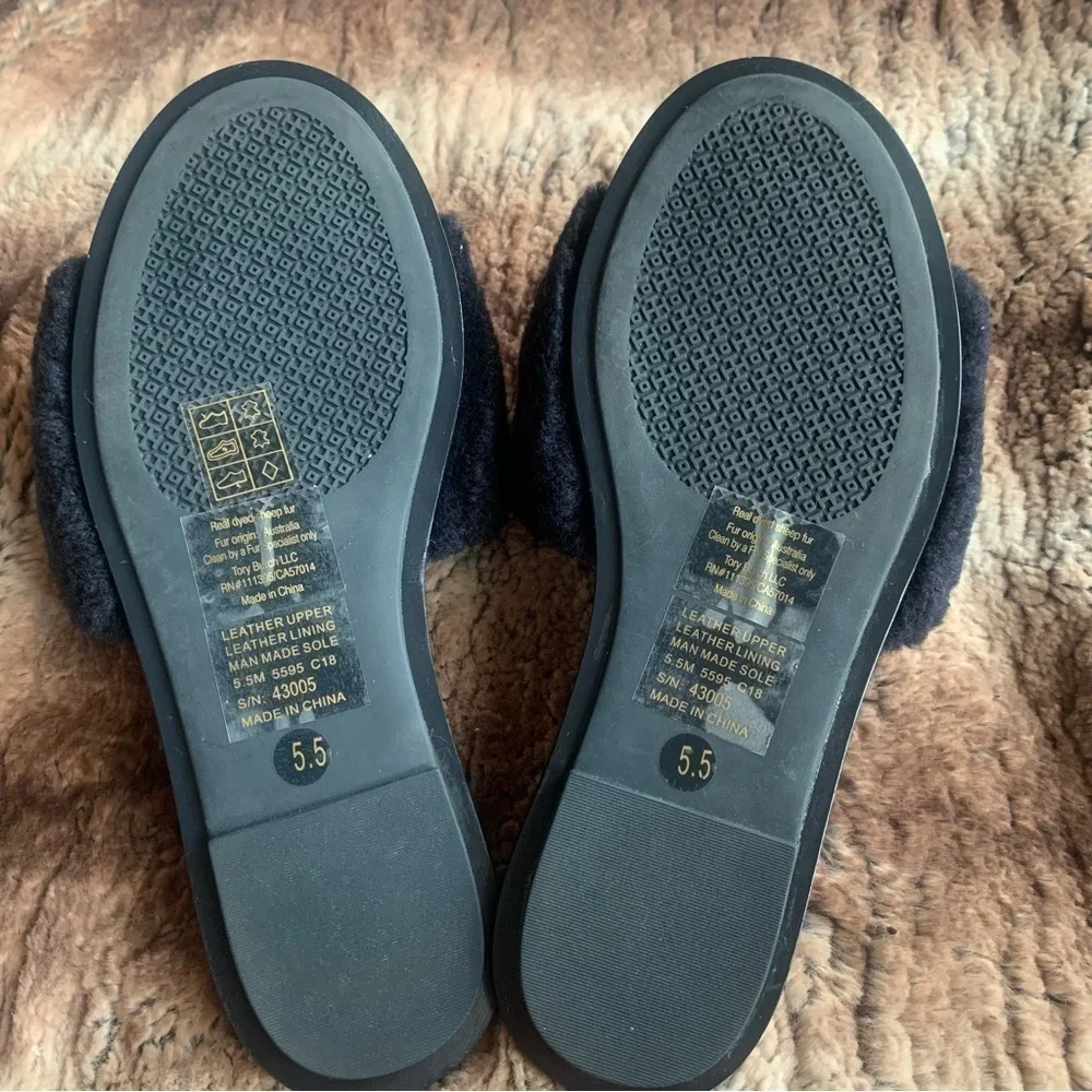 Tory Burch Aspen Embellished Shearling Slides - Picture 8 of 8